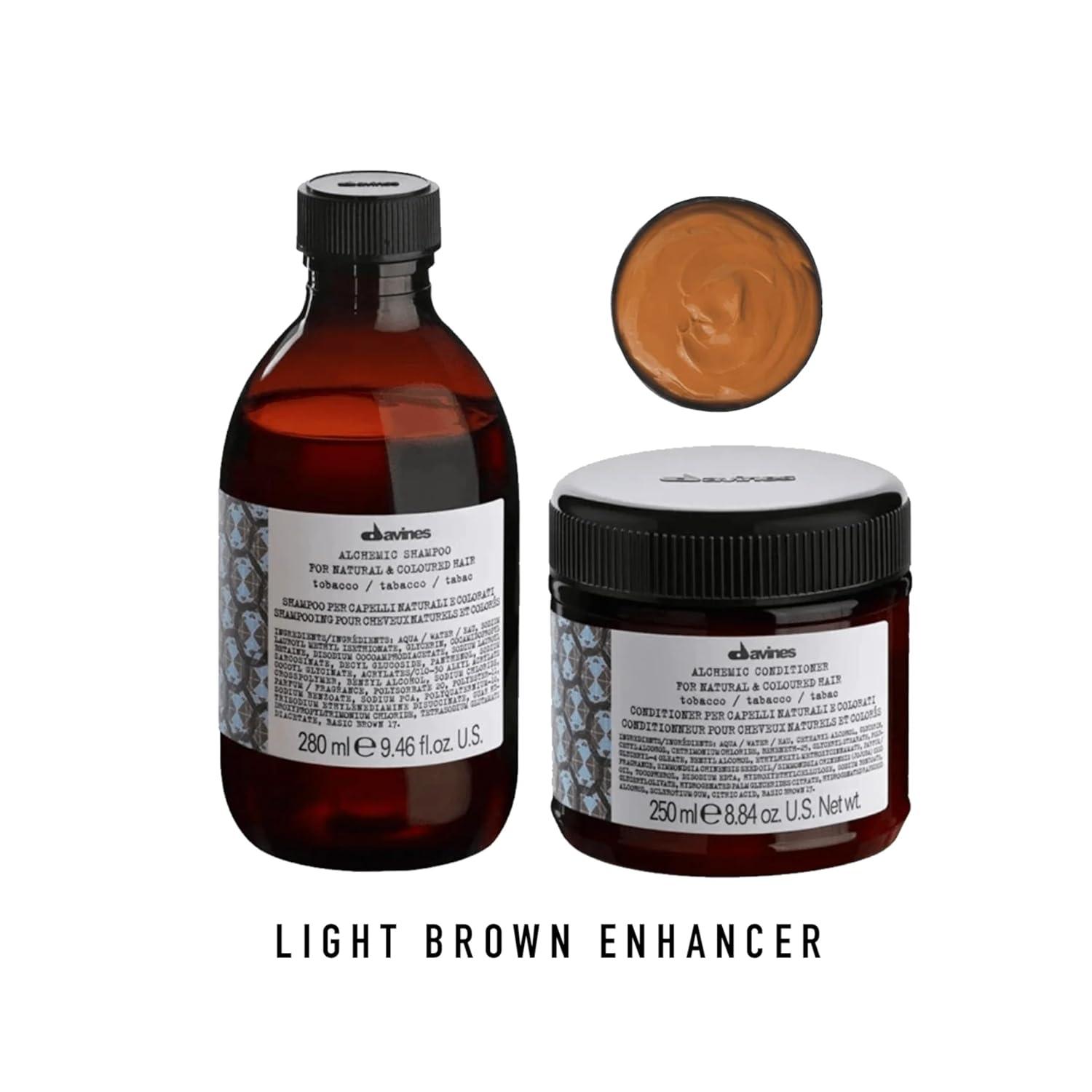 imageDavines Alchemic Conditioner Tobacco Color Depositing Cream for Light Brown amp Medium Brunette Hair Intensifies amp Hydrates Brown Tones with Jojoba Oil 845 Fl Oz