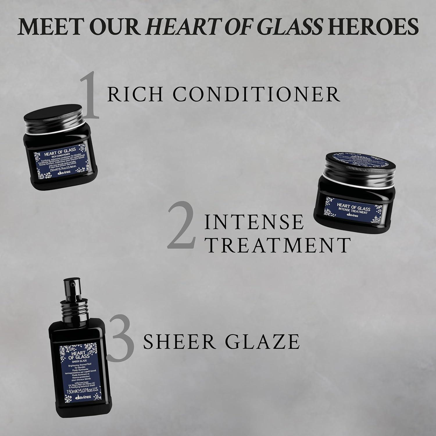 imageDavines Heart of Glass Rich Conditioner Fortifying Treatment for Blonde amp Silver Hair Biacidic Bond Complex Repairs Brightens amp Nourishes with Jagua Blue Extract Weightless FinishOriginal