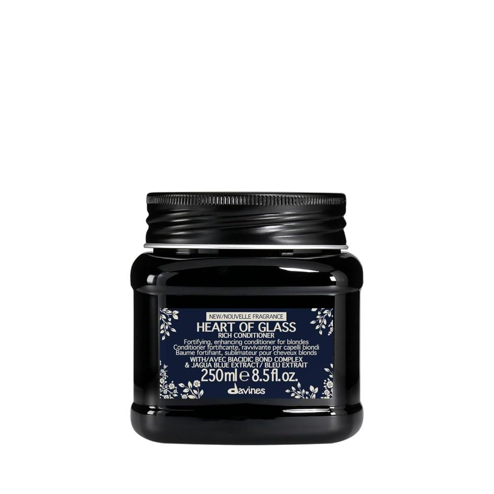 imageDavines Heart of Glass Rich Conditioner Fortifying Treatment for Blonde amp Silver Hair Biacidic Bond Complex Repairs Brightens amp Nourishes with Jagua Blue Extract Weightless FinishEnhanced