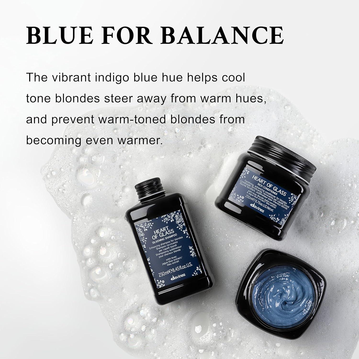 imageDavines Heart of Glass Silkening Shampoo Enhancing Blue Shampoo for Blonde amp Silver Hair Gentle Cleanser with Jagua Blue Extract Balances Tones Illuminates amp Nourishes WeightlesslyEnhanced