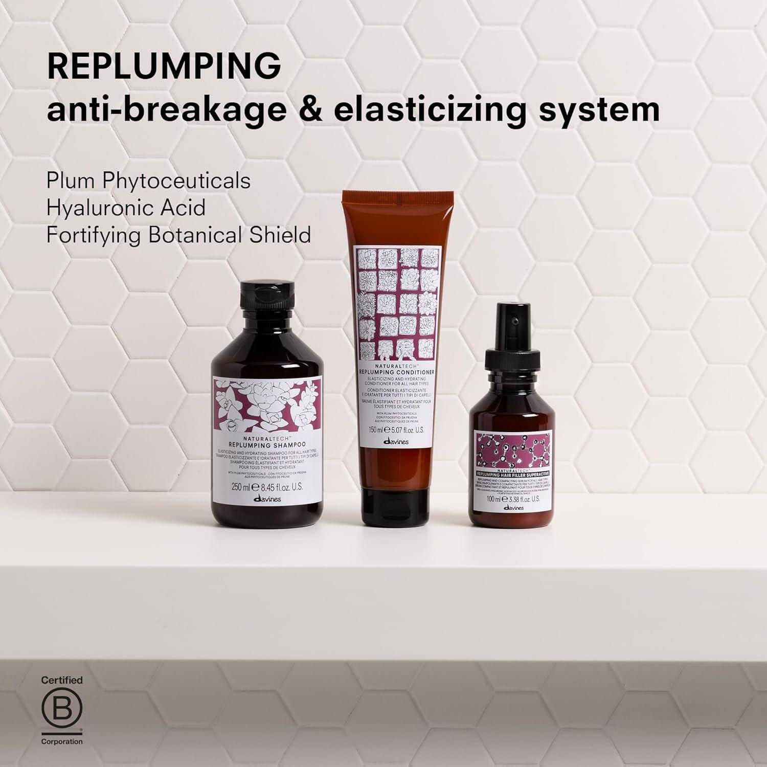imageDavines Naturaltech REPLUMPING Shampoo amp Conditioner Gentle Cleasning To Add Hydration Elasticity And Protection Adds Fullness Moisturizing amp DetanglingShampoo