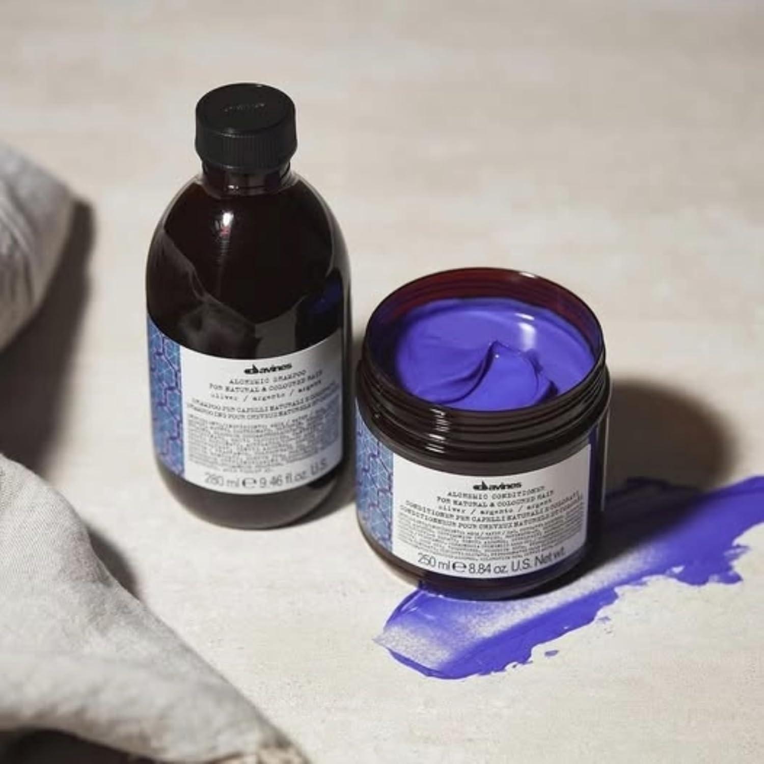 imageDavines Alchemic Conditioner Silver Color Depositing Purple Cream for Platinum amp Cool Blonde Hair Neutralizes Yellow amp Hydrates with Jojoba Oil 845 Fl Oz882 Fl Oz Pack of 1