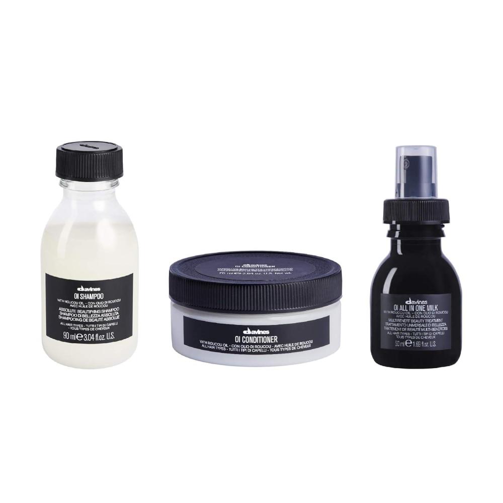 imageDavines OI Travel Set with OI Nourishing Shampoo amp OI Conditioner amp OI All In One Milk for All Hair Types Adds SilkySmooth Shine amp Volume Softens And Restores Chemically Treated Hair