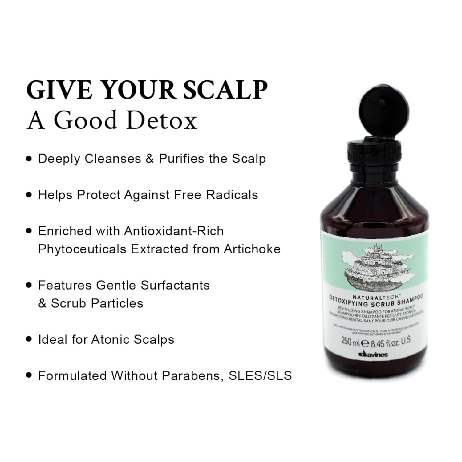 imageDavines Naturaltech Detoxifying Scrub Shampoo Revitalizing amp Deep Cleansing for Atonic Scalp amp Pollutants With Artichoke Phytoceuticals Removes Buildup amp Exfoliates 845 Fl Oz
