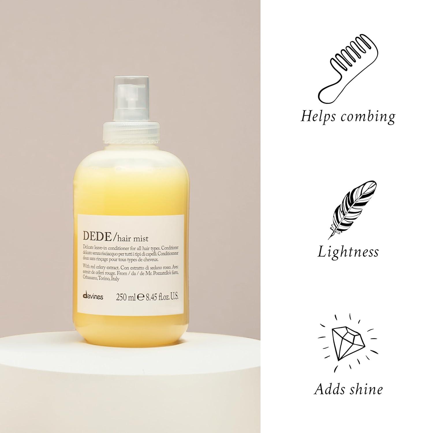 imageDavines DEDE Hair Mist Lightweight LeaveIn Milk Conditioner for All Hair Types Frequent Use Spray to Detangle Moisturize and Remineralize with Red Celery Extract Weightless 845 Fl Oz