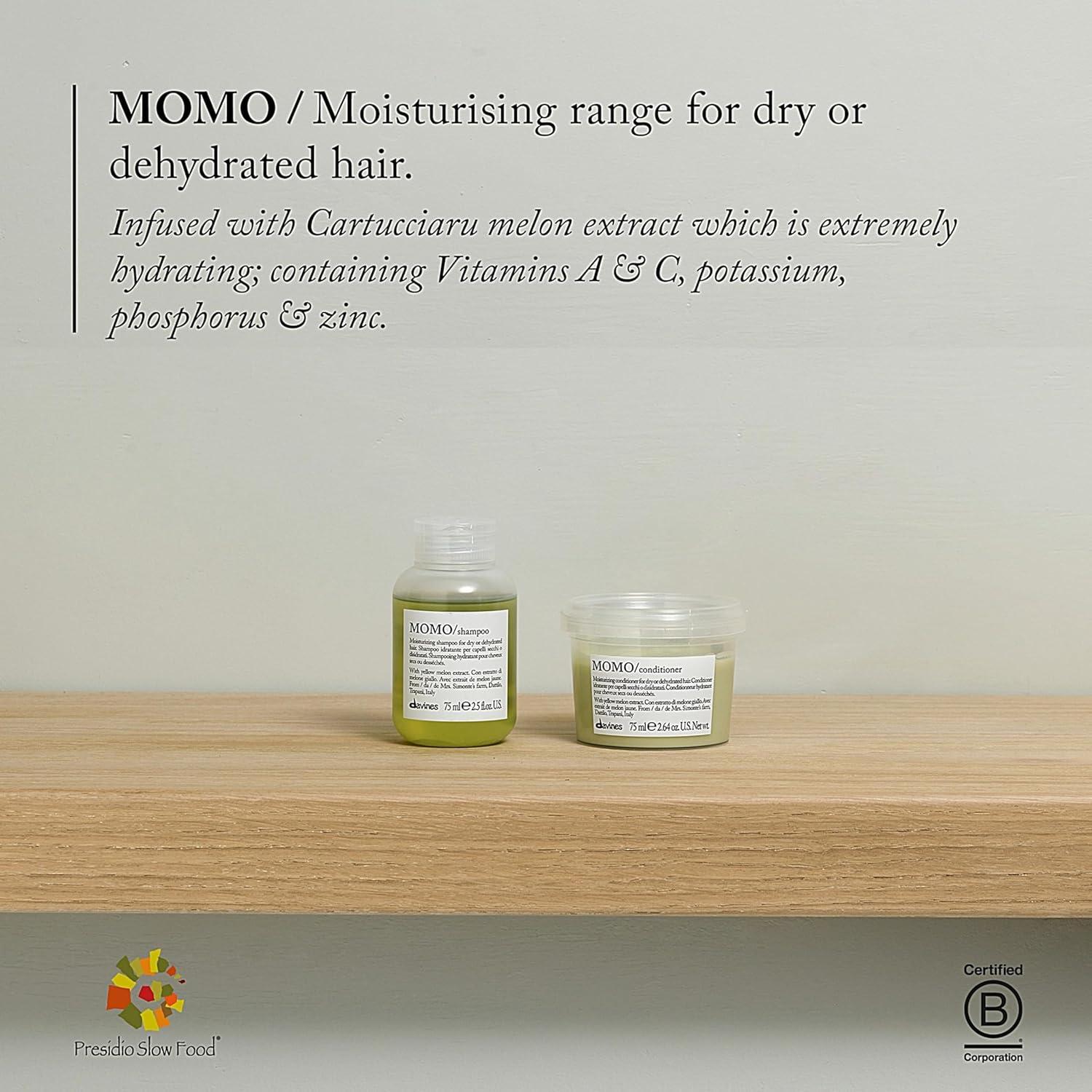 imageDavines MOMO Conditioner Moisturizing Untangling Formula for Dry and Dehydrated Hair Promoting Lasting Hydration Softness and Shine with Melon Extract Travel Size 254 Fl Oz