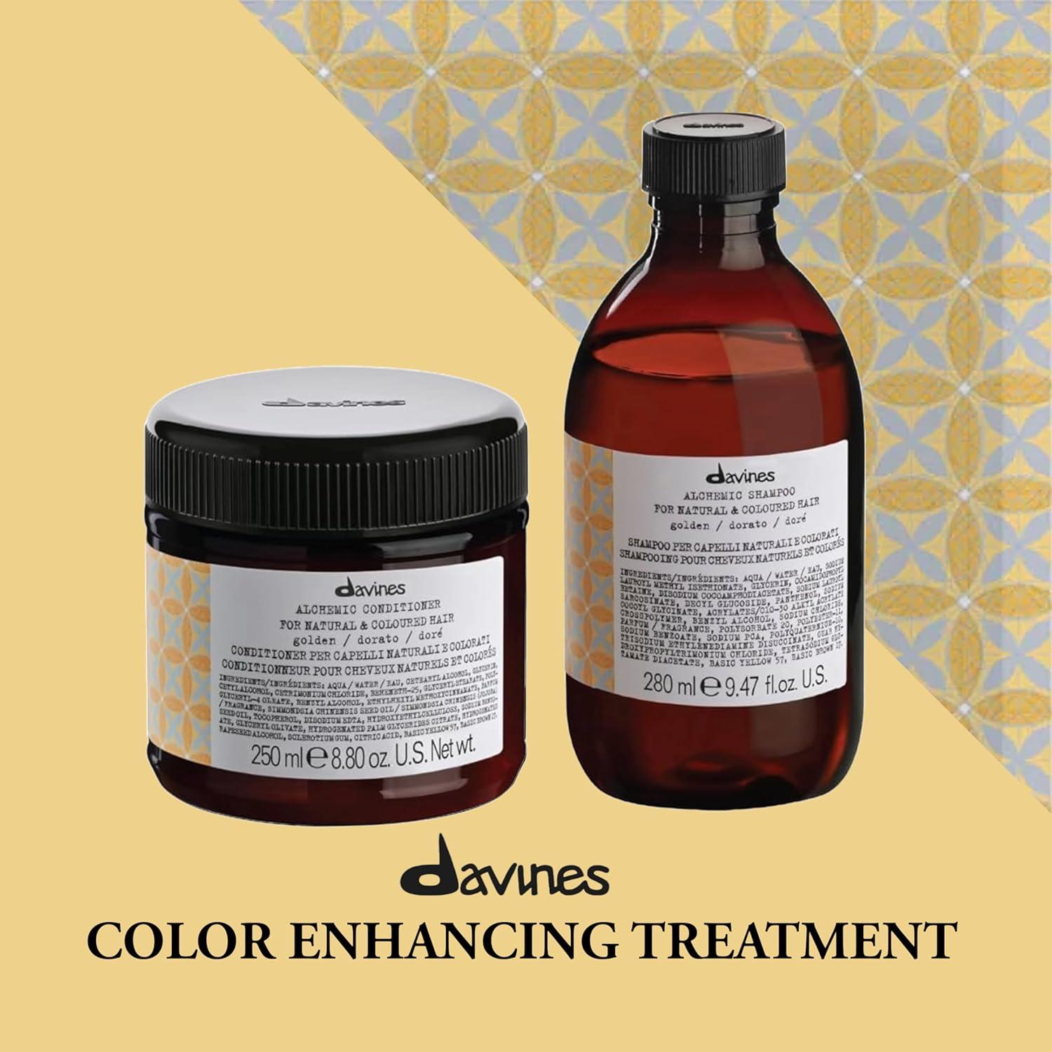imageDavines Alchemic Golden Shampoo amp Conditioner Safe Cleansing for Color Treated Hair Illuminate amp Enhance Colored Hair 884 amp 946 fl oz