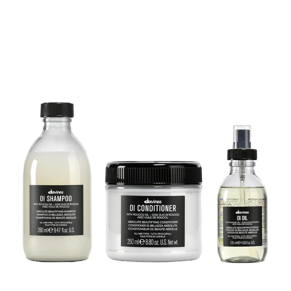 imageDavines OI Set with OI Nourishing Shampoo amp OI Conditioner amp OI Oil for All Hair Types Adds SilkySmooth Shine amp Volume Softens And Restores Chemically Treated Hair
