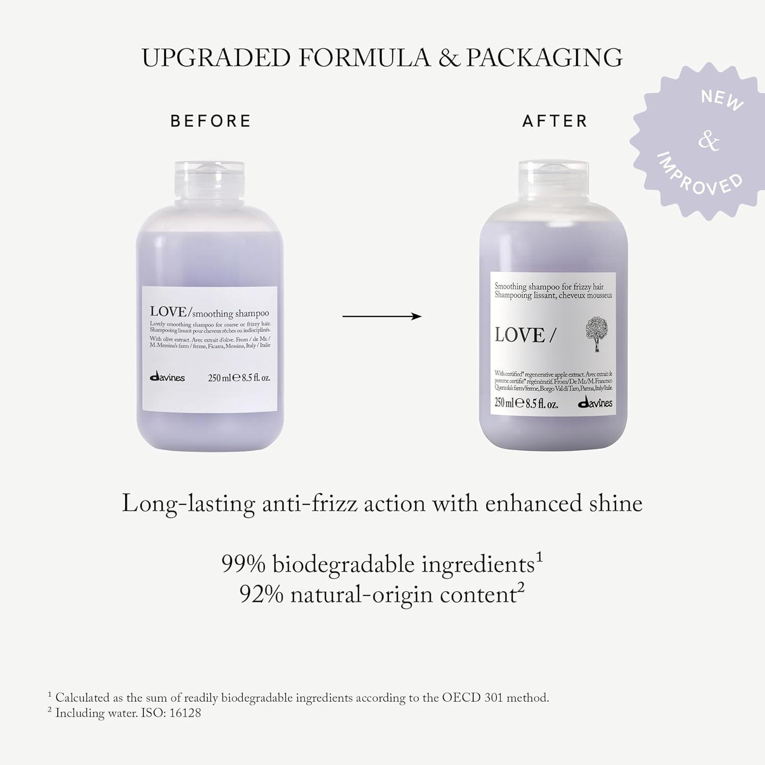 imageDavines LOVESmoothing Shampoo Gentle AntiFrizz Cleanser for Frizzy Coarse or Unruly Hair Promotes Straightening amp Shine Apple Pulp Formula for Soft Tamed amp Sleek StrandsEnhanced