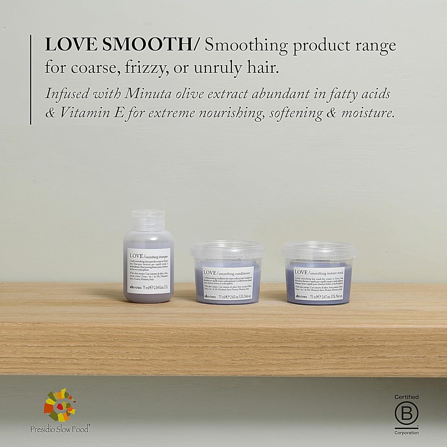 imageDavines LOVESmoothing Shampoo Gentle AntiFrizz Cleanser for Frizzy Coarse or Unruly Hair Promotes Straightening amp Shine Apple Pulp Formula for Soft Tamed amp Sleek StrandsOriginal