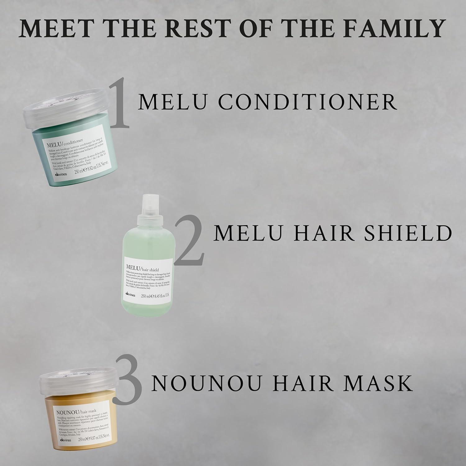 imageDavines MELUShampoo AntiBreakage Fortifying Cleanser for Long or Damaged Hair Strengthens Strands amp Adds Shine with Black Chickpea Prevents Split Ends amp BreakageOriginal
