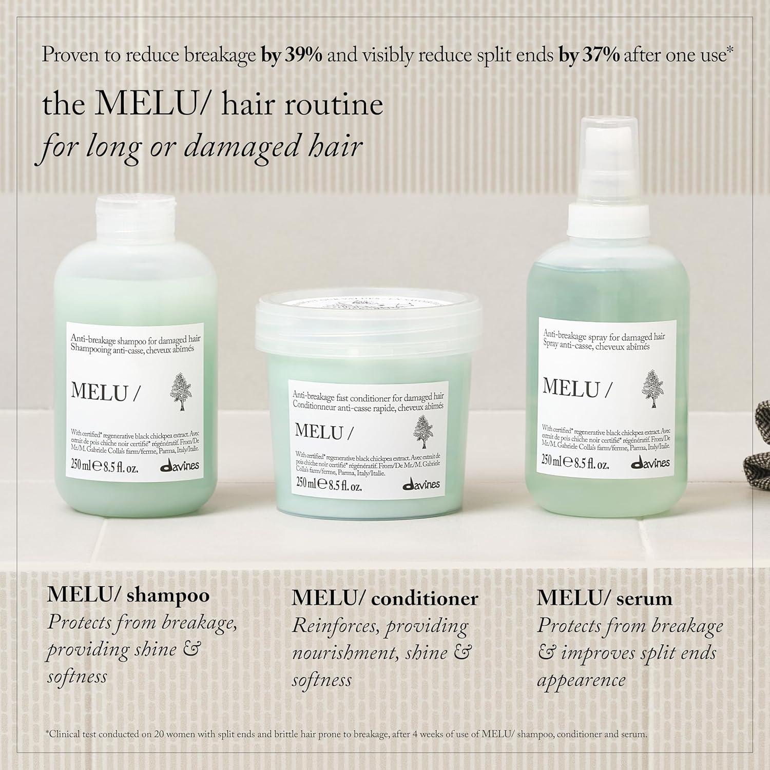 imageDavines MELUShampoo AntiBreakage Fortifying Cleanser for Long or Damaged Hair Strengthens Strands amp Adds Shine with Black Chickpea Prevents Split Ends amp BreakageEnhanced