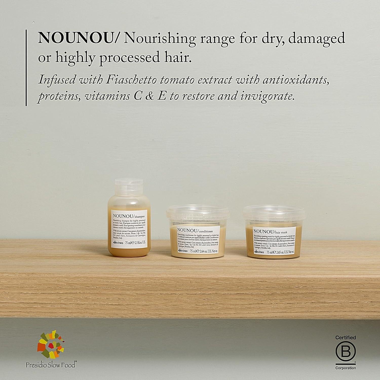 imageDavines NOUNOUShampoo Nourishing Cleanser for Damaged Processed or Brittle Hair Restores Natural Softness Shine amp Body with Lupin Hydrates Chemically Treated HairOriginal