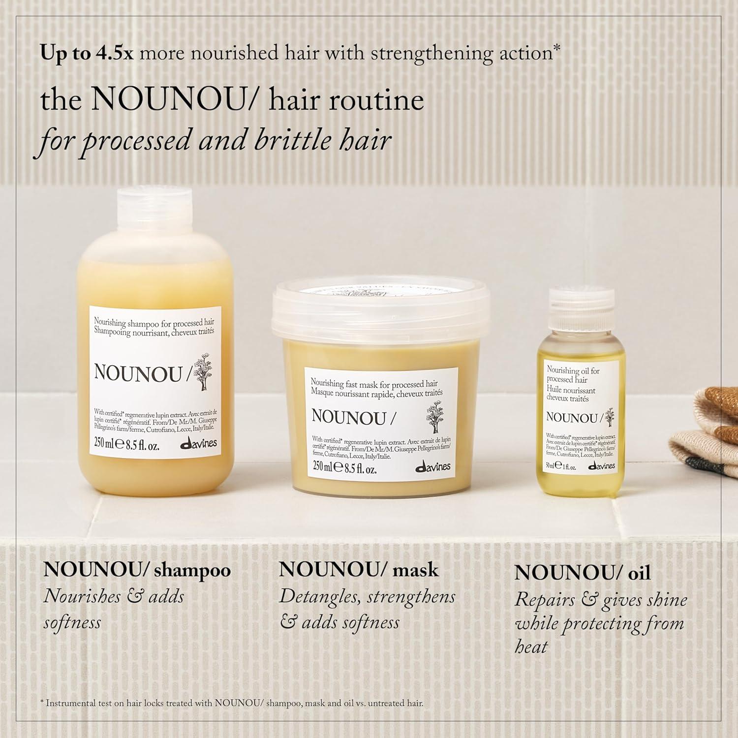imageDavines NOUNOUShampoo Nourishing Cleanser for Damaged Processed or Brittle Hair Restores Natural Softness Shine amp Body with Lupin Hydrates Chemically Treated HairEnhanced