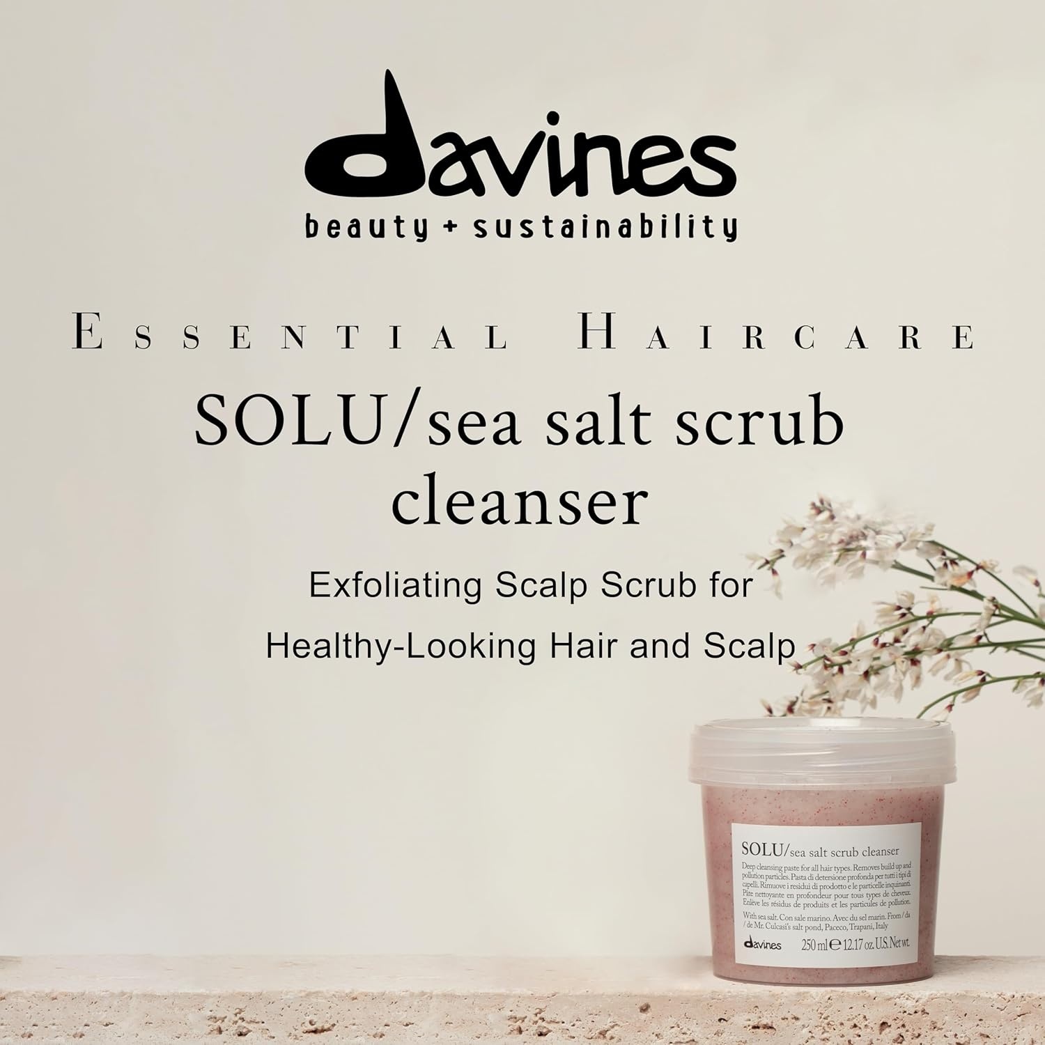 imageDavines SOLUSea Salt Scrub Cleanser Deep Clarifying Scalp Scrub Removes Product Buildup amp Pollution Particles Refreshes All Hair Types amp Textures Promotes Clean Light HairOriginal