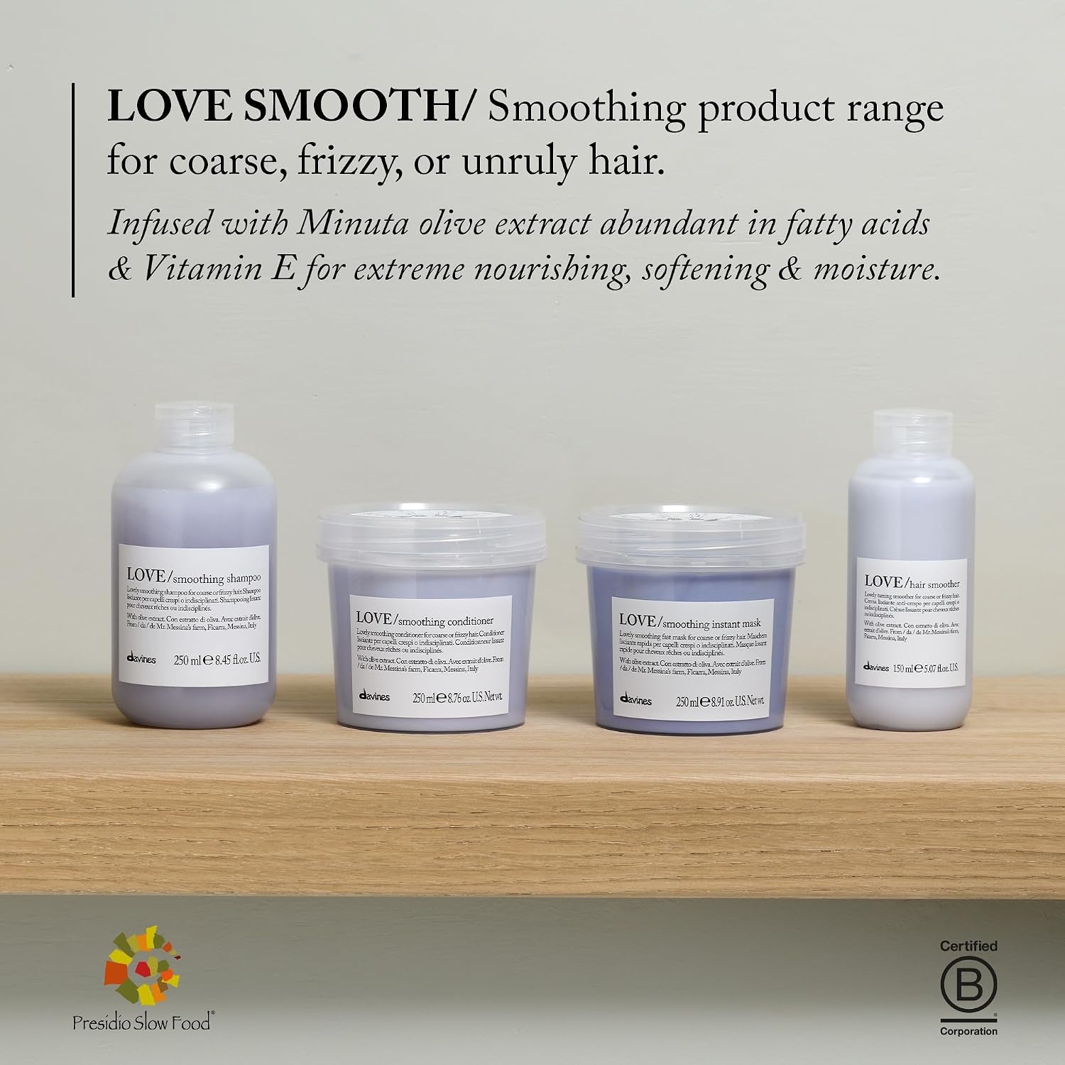 image:imageDavines LOVESmoothing Shampoo Gentle AntiFrizz Cleanser for Frizzy Coarse or Unruly Hair Promotes Straightening amp Shine Apple Pulp Formula for Soft Tamed amp Sleek StrandsFull Size