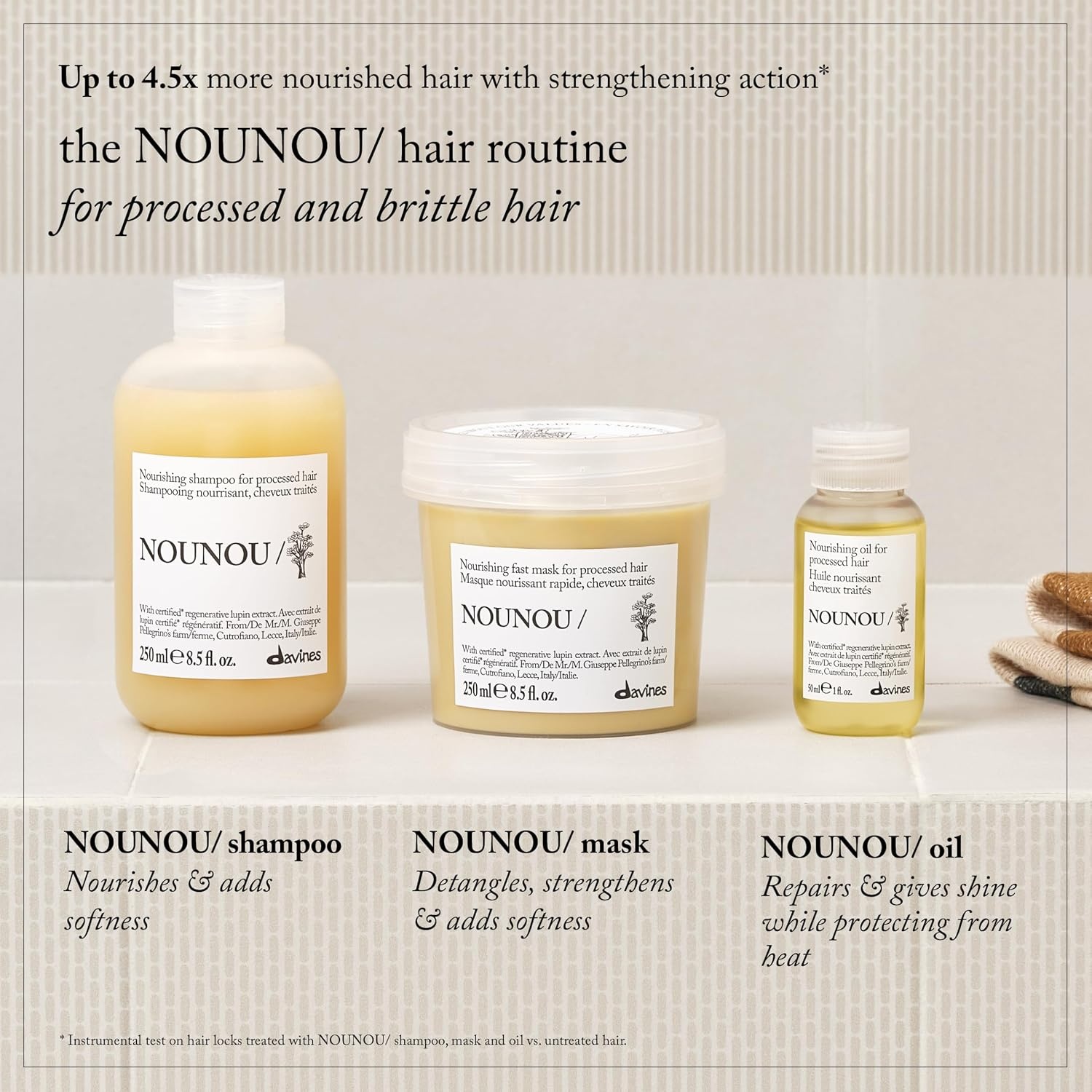 image:imageDavines NOUNOUShampoo Nourishing Cleanser for Damaged Processed or Brittle Hair Restores Natural Softness Shine amp Body with Lupin Hydrates Chemically Treated HairRefill Size