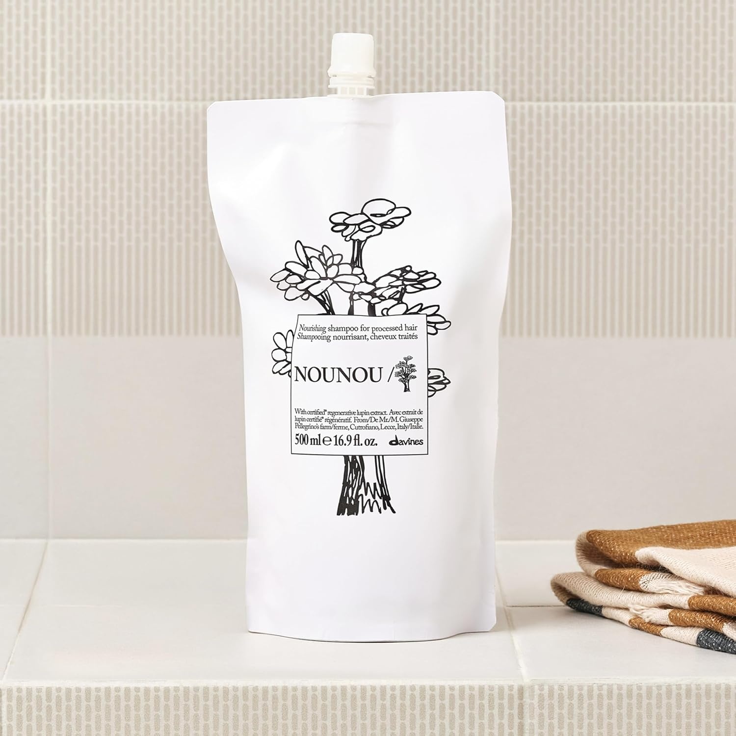 image:imageDavines NOUNOUShampoo Nourishing Cleanser for Damaged Processed or Brittle Hair Restores Natural Softness Shine amp Body with Lupin Hydrates Chemically Treated HairRefill Size