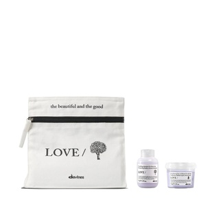 Davines LOVE/Smoothing Shampoo, Gentle Anti-Frizz Cleanser for Frizzy, Coarse or Unruly Hair – Promotes Straightening & Shine – Apple Pulp Formula for Soft, Tamed & Sleek Strands(Discovery Kit)